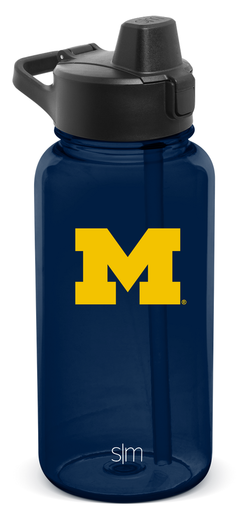 Collegiate Plastic Summit Water Bottle with Simple Flip Straw Lid - Michigan